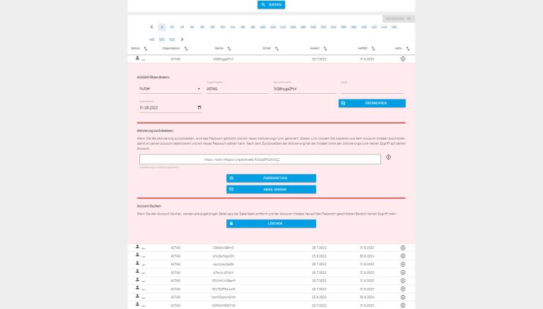 Admin - Accountverwaltung